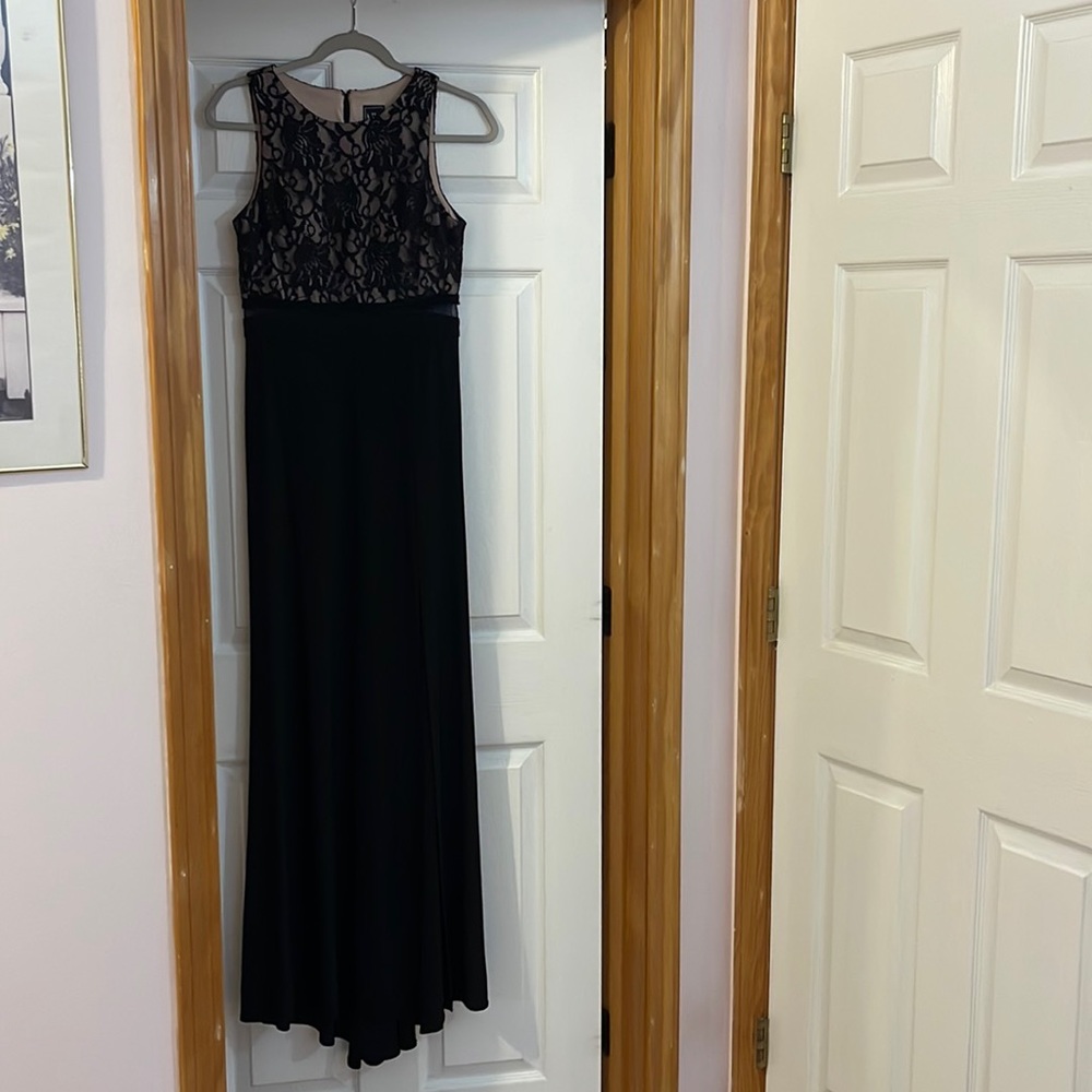 Black Evening Gown w/ Mesh & Sparkly Lace